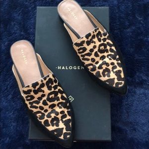 HALOGEN BLACK SUEDE LEOPARD PRINT MULE